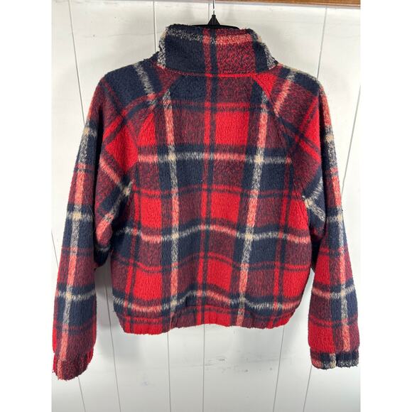 American Eagle women’s plaid cropped wool blend zip up coat in size M - Picture 3 of 7